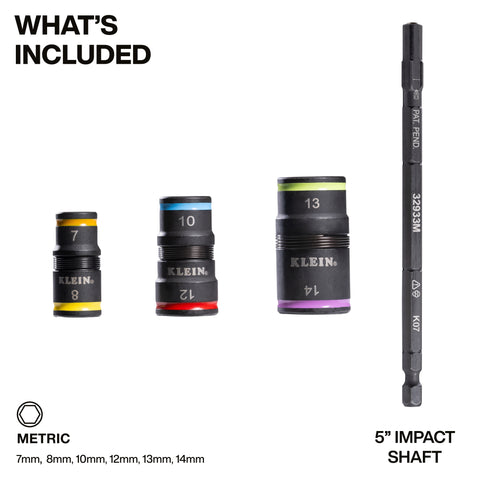 Klein 6-in-1 Impact Rated Flip Socket Set, Metric - 32933