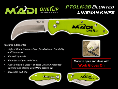 MADI OneFlip™ Blunted Lineman Knife (95-PTOLK3B)