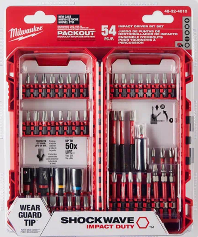 10-Piece Milwaukee Shockwave Impact Driver Extension & Socket Adapter Bit Set - 1/4 Inch Power Bits
