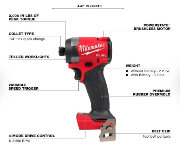 M18 FUEL 1/4 Hex Impact Driver (Tool Only) - (2953-20)