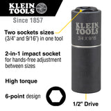 2-in-1 Impact Socket, 6-Point, 3/4 and 9/16-Inch - (94-66004)