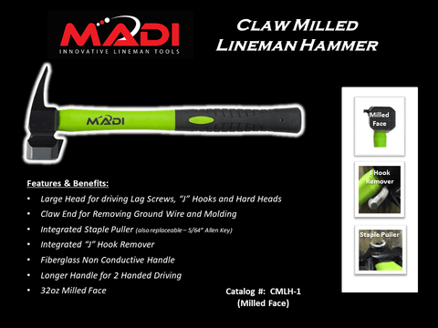 MADI Claw Milled Lineman Hammer (95-CMLH1)