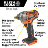 Battery-Operated Compact Impact Wrench, 1/2-Inch Detent Pin, Tool Only - (BAT20CW)